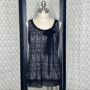 CAbi Lace Overlay Sleeveless Top